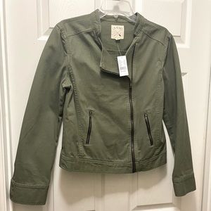 PacSun La Hearts Olive Green Zip Up Moto Jacket. Juniors Sz XL. NWT